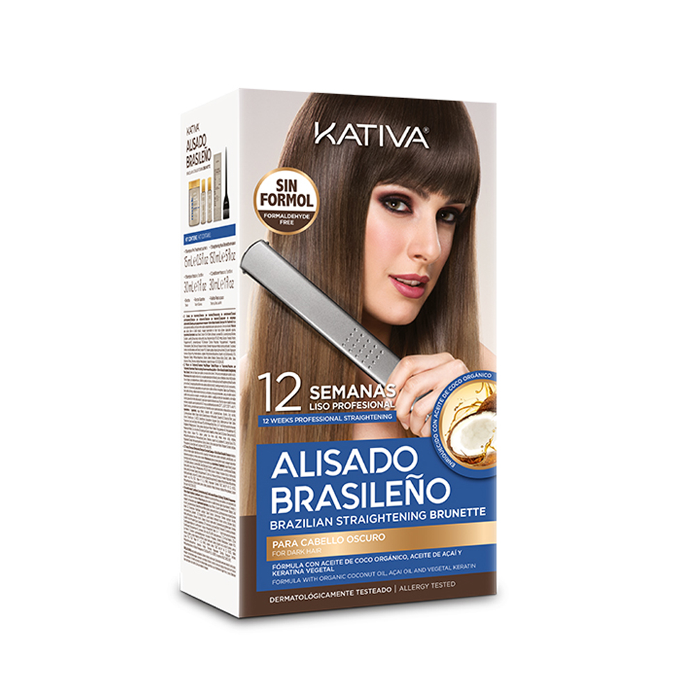 Kativa Alisado Brazileno Straightening Brunette Kit – Ισιωτική θεραπεία Κερατίνης Για Σκούρα Μαλλιά
