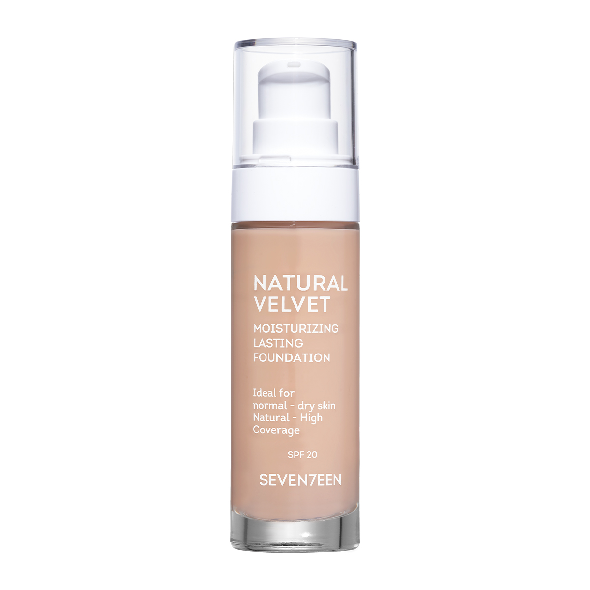 Seventeen Natural Velvet Foundation SPF20 Latte 07 30ml - Ενυδατικό Make-up Για Υψηλή Κάλυψη