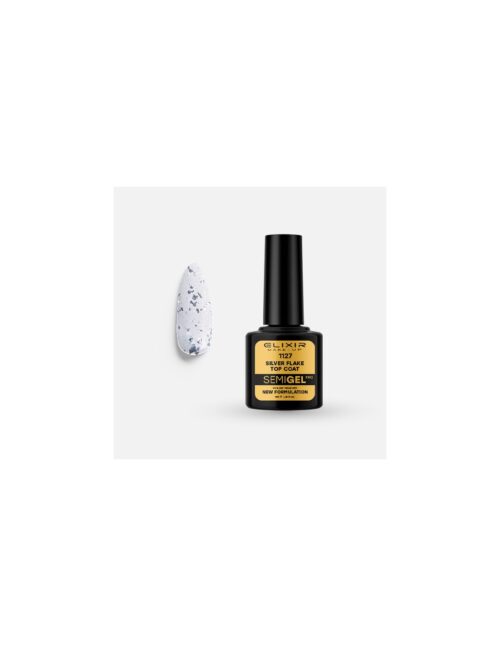Elixir Ημιμόνιμο Βερνίκι Top Coat No Wipe Silver Flake 1127 8ml