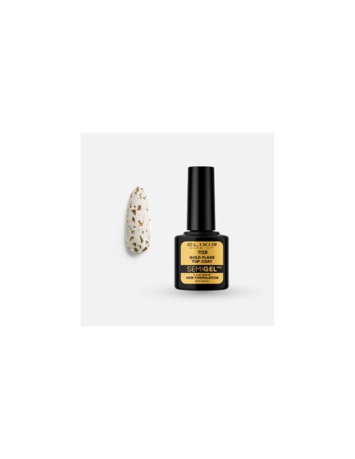 Elixir Ημιμόνιμο Βερνίκι Top Coat No Wipe Gold Flake 1128 8ml