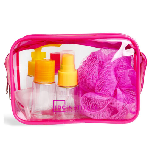 IDC Institute Cosmetic Bag & Bottle Travel Set Neon - Σετ Ταξιδίου 4 Τεμαχίων