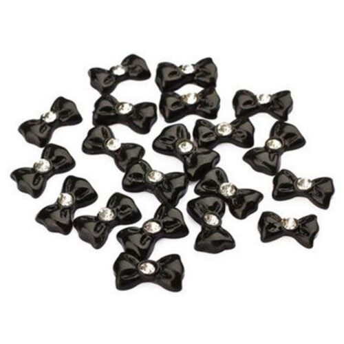 Διακοσμητικά Φιογκάκια Νυχιών Μαύρα Με Στρας Σετ 5τεμ.