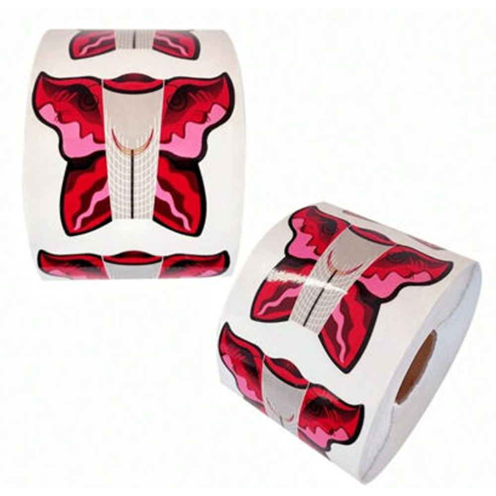 Χάρτινη Φόρμα Νυχιών Για Χτίσιμο Πεταλούδα Κόκκινη 300τεμ.