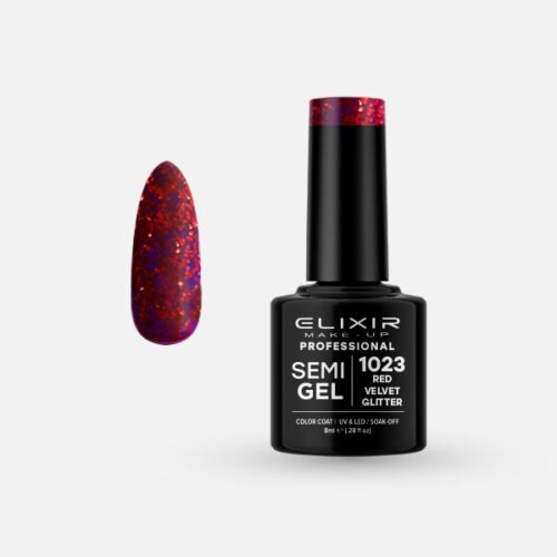 Elixir Ημιμόνιμο Βερνίκι Νυχιών #1023 Red Velvet Glitter 8ml