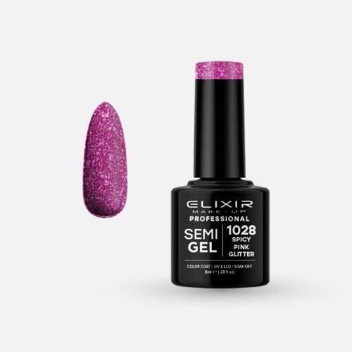 Elixir Ημιμόνιμο Βερνίκι Νυχιών #1028 Spicy Pink Glitter 8ml
