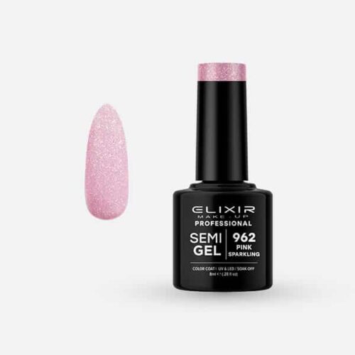 Elixir Ημιμόνιμο Βερνίκι Νυχιών #962 Pink Sparkling 8ml