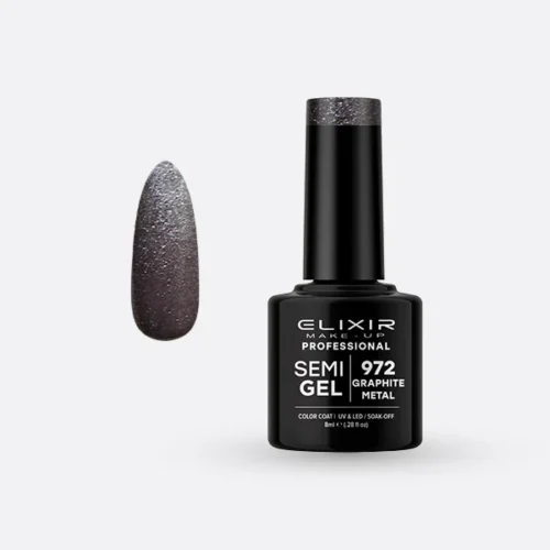 Elixir Ημιμόνιμο Βερνίκι Νυχιών #972 Graphite Metal 8ml