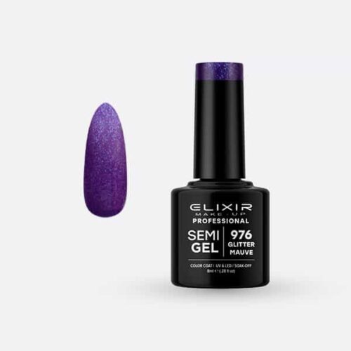 Elixir Ημιμόνιμο Βερνίκι Νυχιών #976 Glitter Mauve 8ml