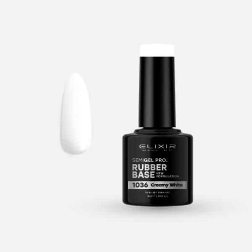 Elixir Ημιμόνιμο Βερνίκι Νυχιών #1036 Rubber Base Creamy White 8ml