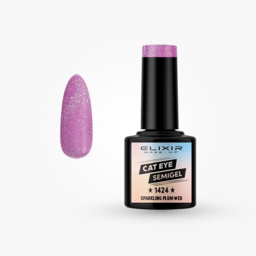Elixir Ημιμόνιμο Βερνίκι Νυχιών Cat Eye #1424 Sparkling Plum Web 8ml