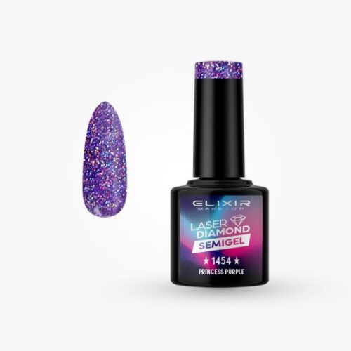 Elixir Ημιμόνιμο Βερνίκι Νυχιών Laser Diamond #1454 Princess Purple 8ml