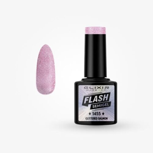 Elixir Ημιμόνιμο Βερνίκι Νυχιών Flash #1455 Glittered Salmon 8ml