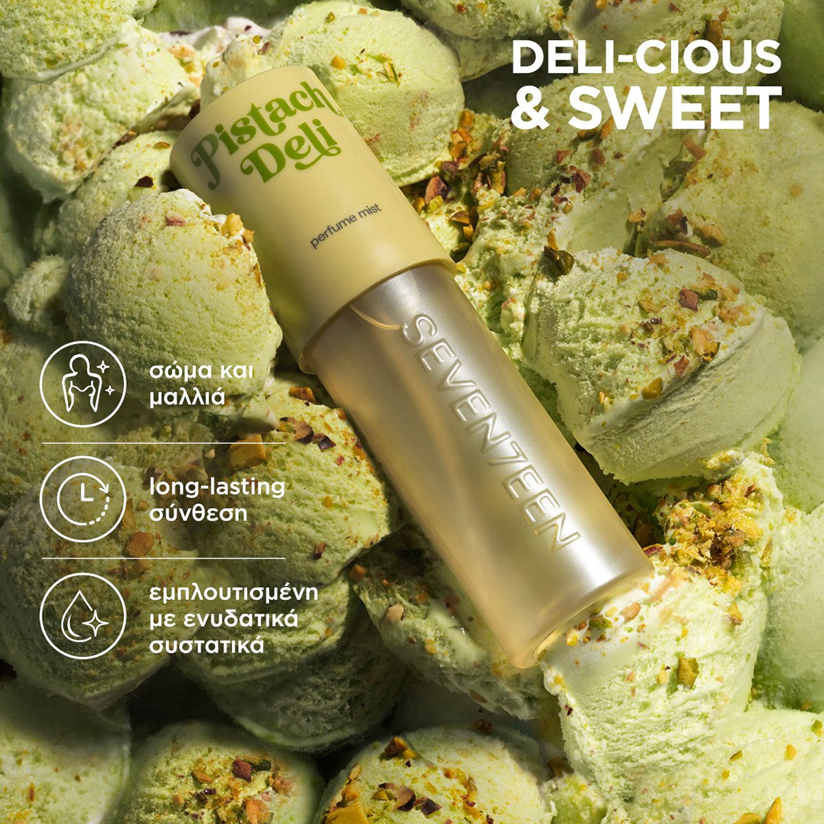 Seventeen Pistach Deli Perfume Body Mist 100ml - Αναζωογονητικό Mist Για Σώμα & Μαλλιά - Image 3