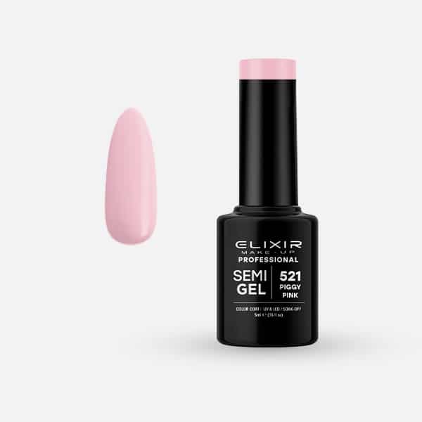 Elixir Ημιμόνιμο Βερνίκι Νυχιών #521 Piggy Pink 5ml