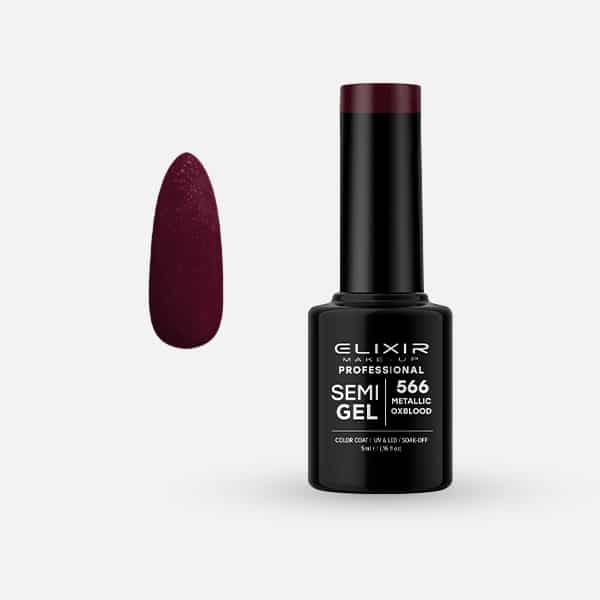 Elixir Ημιμόνιμο Βερνίκι Νυχιών #566 Metallic Oxblood 5ml