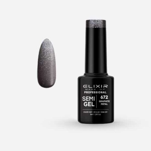 Elixir Ημιμόνιμο Βερνίκι Νυχιών #672 Graphite Metal 5ml