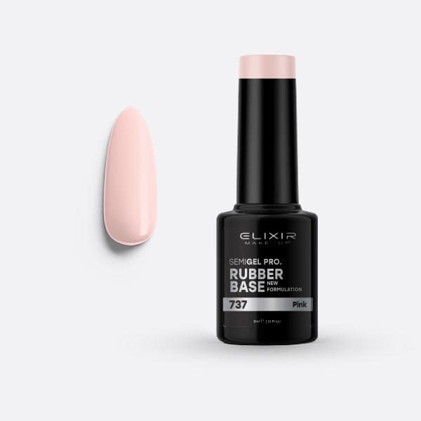 Elixir Ημιμόνιμο Βερνίκι Νυχιών #737 Rubber Base Pink 5ml