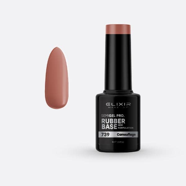 Elixir Ημιμόνιμο Βερνίκι Νυχιών #739 Rubber Base Camouflage 5ml