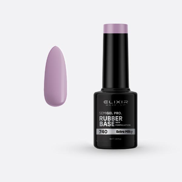 Elixir Ημιμόνιμο Βερνίκι Νυχιών #740 Rubber Base Extra Milky 5ml