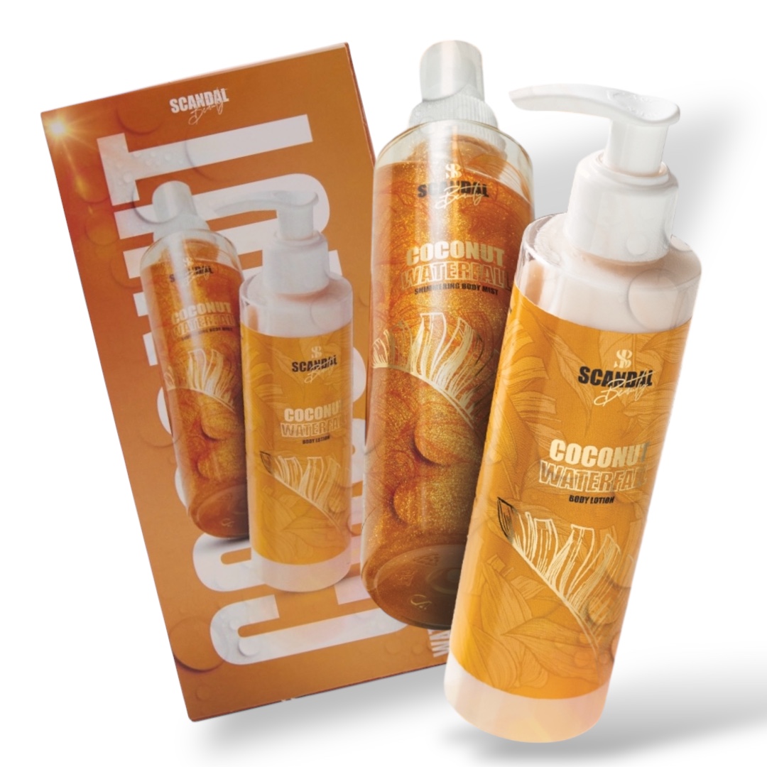 Scandal Beauty Σετ Περιποίησης Σώματος Coconut Waterfall Body Lotion & Shimmering Body Mist Με Άρωμα Βανίλια Καρύδα & Κρίνο Κοιλάδας 2x200ml