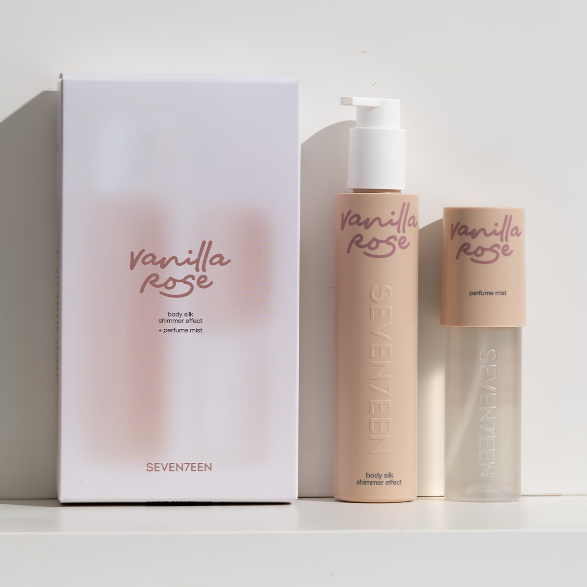 Seventeen Vanilla Rose Gift Set - Body Silk Shimmer Effect & Perfume Mist - Ενυδατικό Γαλάκτωμα & Άρωμα Σώματος